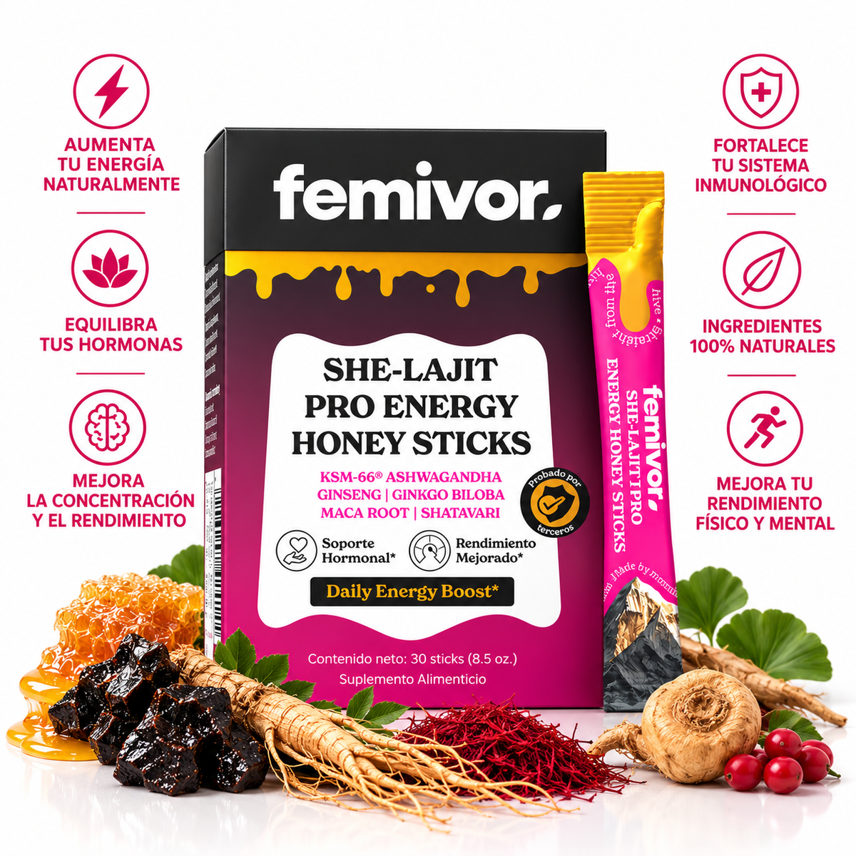 Femivor™ – Sticks de Miel & Shilajit para Mujer