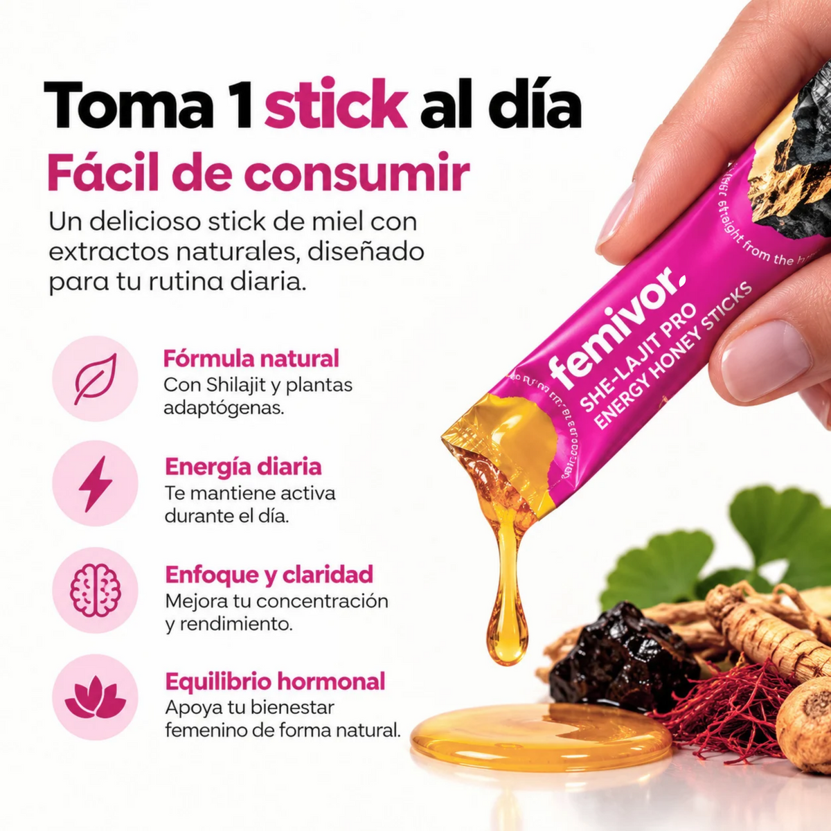 Femivor™ – Sticks de Miel & Shilajit para Mujer
