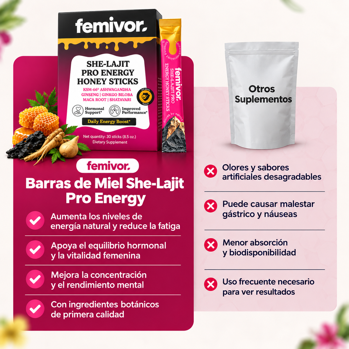 Femivor™ – Sticks de Miel & Shilajit para Mujer